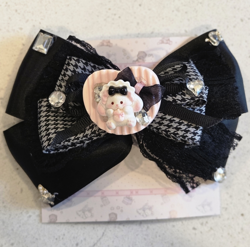 Black and Pink Kids Hair Bow